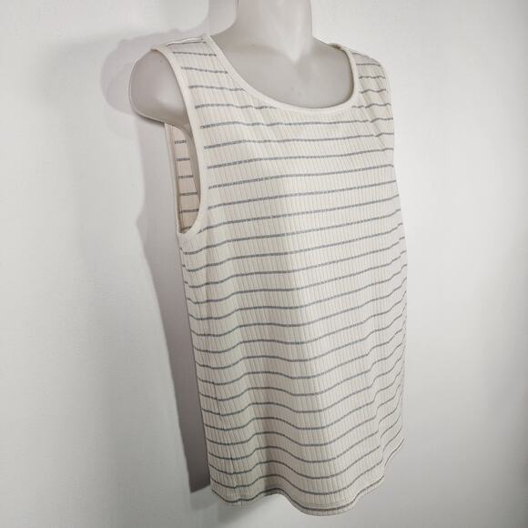 Talbots Womens 2 Pc Cardigan Tank Top Large Knit Ribbed Button Striped Metallic - Picture 9 of 12